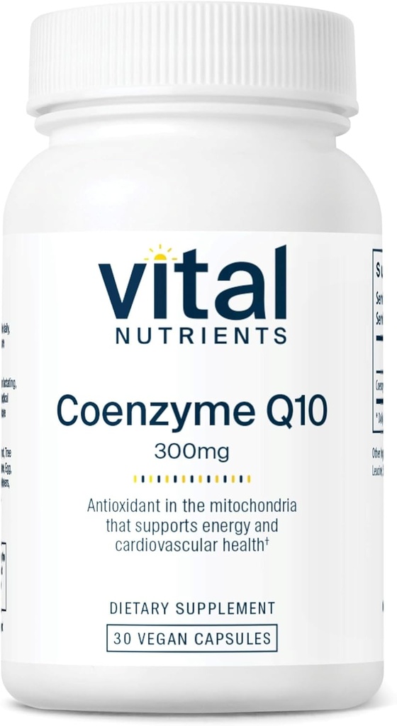 Vital Nutrients CoQ10 300mg | Vegan Supplemento | Potente antiossidante di CoEnzyme Q10 per sostenere i livelli di salute e di energia del cuore* | Gluten, Dairy e Soy Free | Non-GMO | 30 capsule