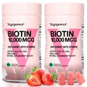 Biotin Gummies 10000mcg Integratori - con Vitamina C, A, D, B-Complex, Folate, Zinco per Donne & Ragazze- Vegan Biotin Capello Crescita per capelli sani, Non OGM, Fragola, 120 Bear