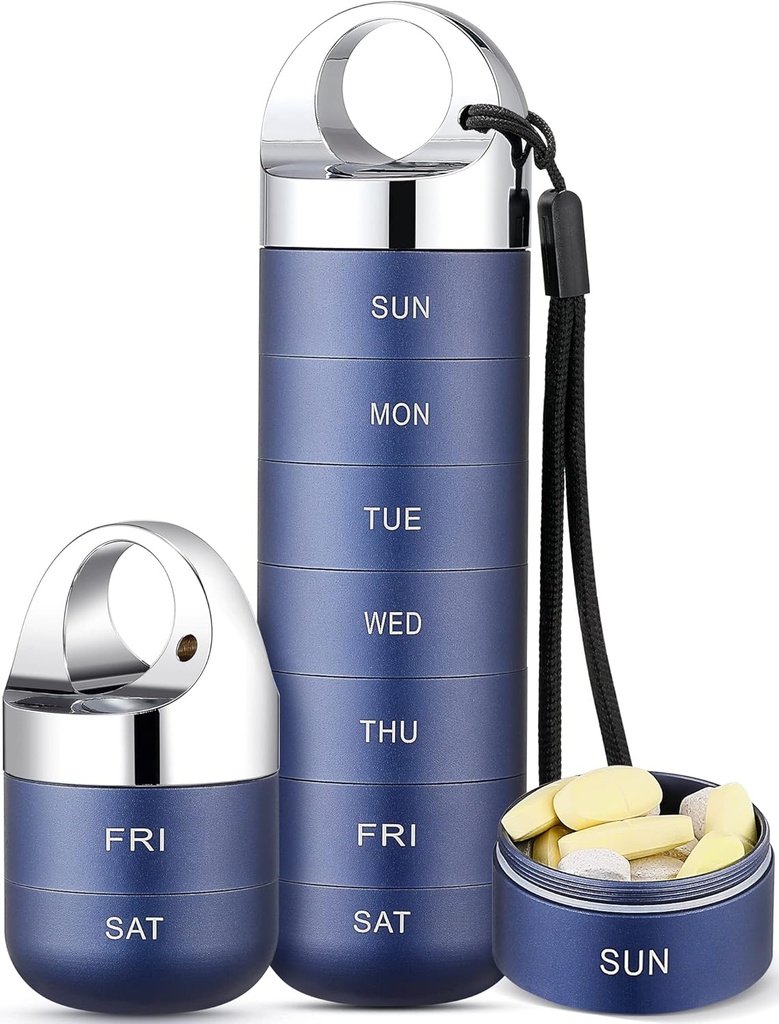 Organizzatore di viaggio del metallo di Zannaki, scatola di pillole settimanali impermeabile portatile, contenitore di cassa della grande lega di alluminio, BPA Free 7 giorno dell'organizzatore di medicina quotidiana per la vitamina, olio di pesce, supplemento
