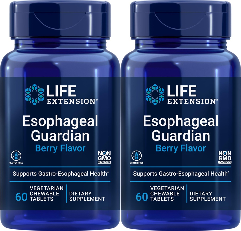 Estensione della vita Custode Esophageal, 60 Compresse Chewable Vegetariane (Pack of 2)