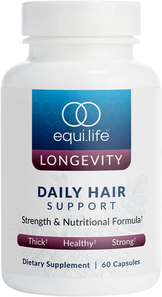 Equilife Daily Hair Support, Integratore Capelli con Biotina, Ashwagandha, Zinco, Selenio e Saw Palmetto, Vitamine e Minerali per Capelli e Scalp Nourishment, Gluten Free, 60 Capsule