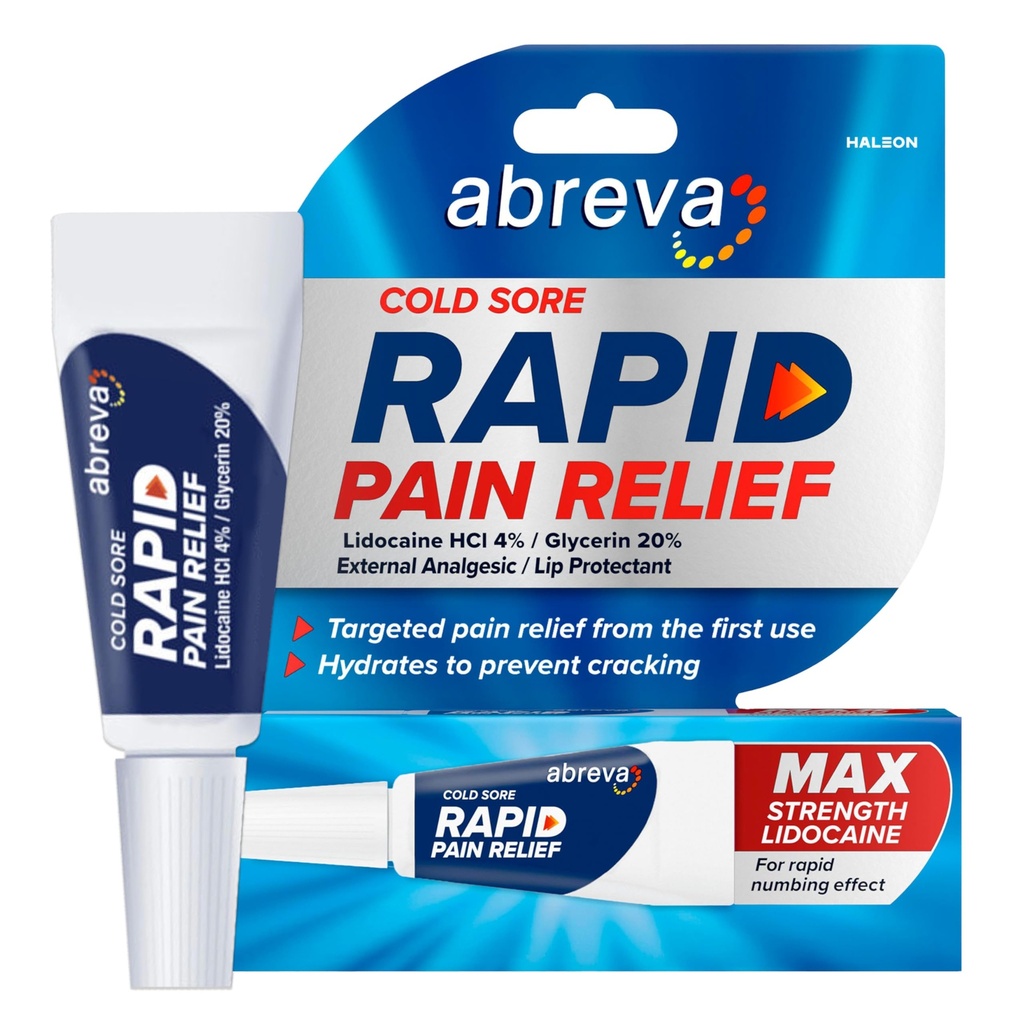 Crema di sollievo del dolore rapido di trattamento del dolore di Abreva - 1 tubo, 3 grammi