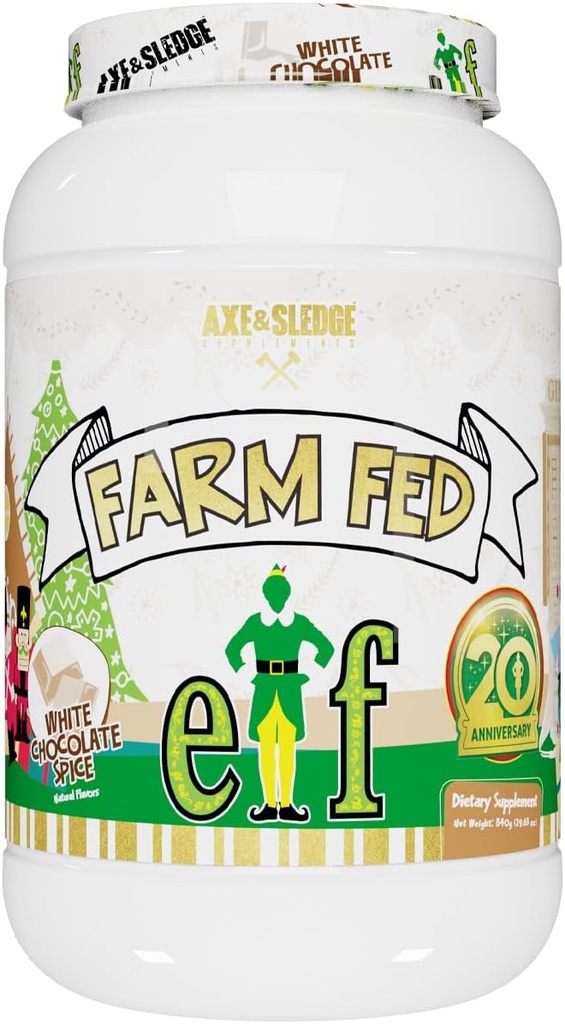 Axe & Sledge Farm Fed 100% Whey Protein Isolate con enzimi digestivi (ELF White Chocolate Spice - 22G)