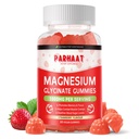 Magnesio Glycinate Gummies - Zucchero Gratuito Magnesio Potassium Supplemento con Vitamina D, B6, CoQ10 per Calma Mood & Sleep Support - 60 Strawberry Chews