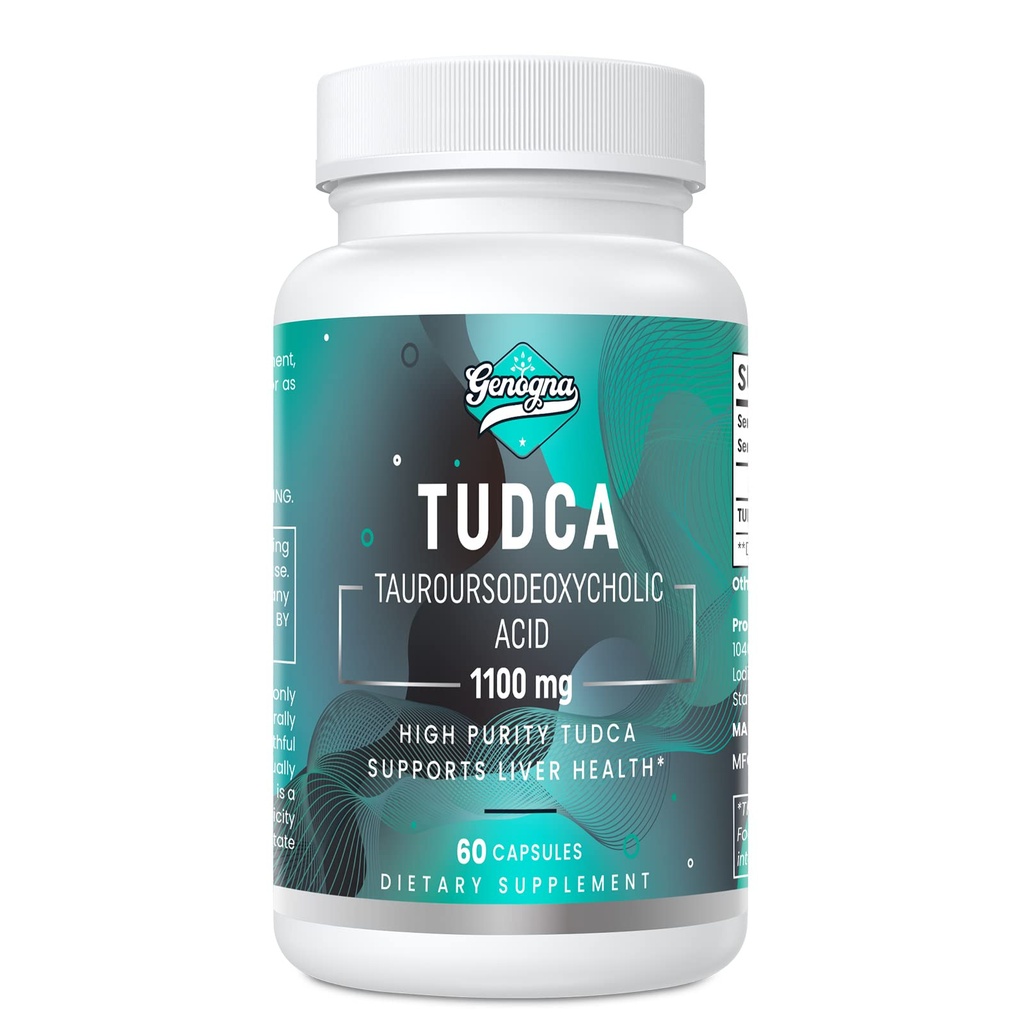 TUDCA 1100mg-Liver Support Supplemento per Detox Cleanse, Sali di Bile Solubili con Gusto di Bitter Forte, 60 Capsule Vegan, Non OGM,Gluten-Free