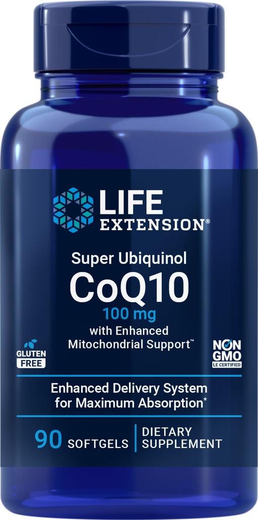 Estensione della vita COQ10 Super Ubiquinol 100mg con il supporto mitocondriale migliorato, 90 Softgels