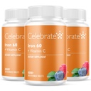 Celebrare Vitamine Ferro Integratore con 60 mg Ferro e Vitamina C – Berry Chewables per Pazienti Bariatrici, Gastric Bypass & Manica Gastrectomy Support – 30 compresse per la manutenzione della salute post-intervento