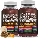 NEW AGE Mushroom Lion's Mane Supplement Gummies - Integratore di funghi completo per il supporto cognitivo e immunitario, con Reishi, Cordyceps - 120 Conte