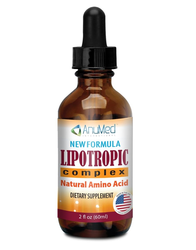 ANUMED - Gocce liquide del complesso lipotropico con vitamina B12, B6, acido folico, colina, inositolo per la salute del fegato, detergente naturale, disintossicazione + aumenta i livelli di energia naturale.