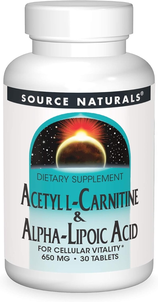Fonte Naturals Acetil L-Carnitina & Acido Alfa-Lipoico 650mg - 30 compresse