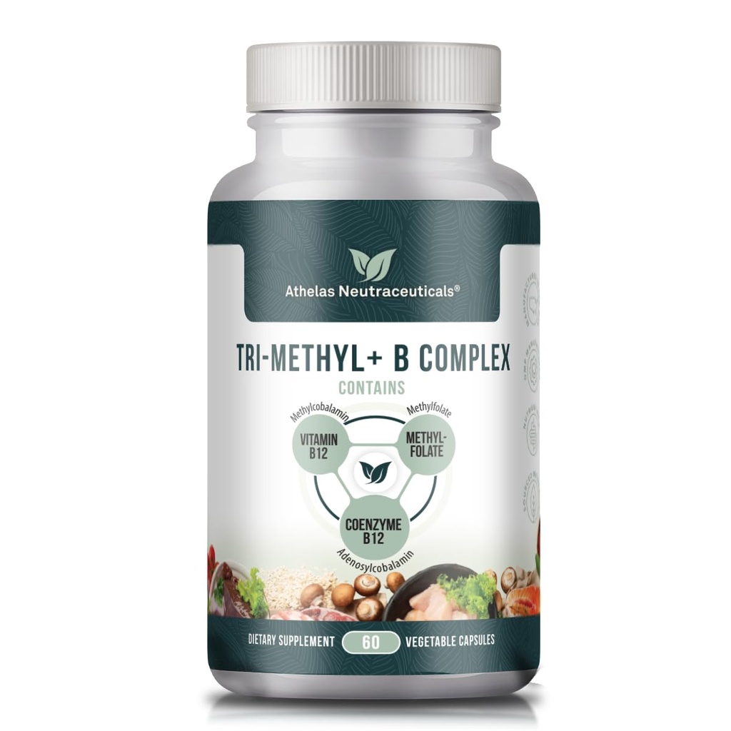 Tri-metil+ B Complex Vitamine B etilate - Supplemento completo di vitamina B etilico spettro per MTHFR Supporto con forme attive di B12 Methylcobalamin, Adenosylcobalamin e Methylfolate