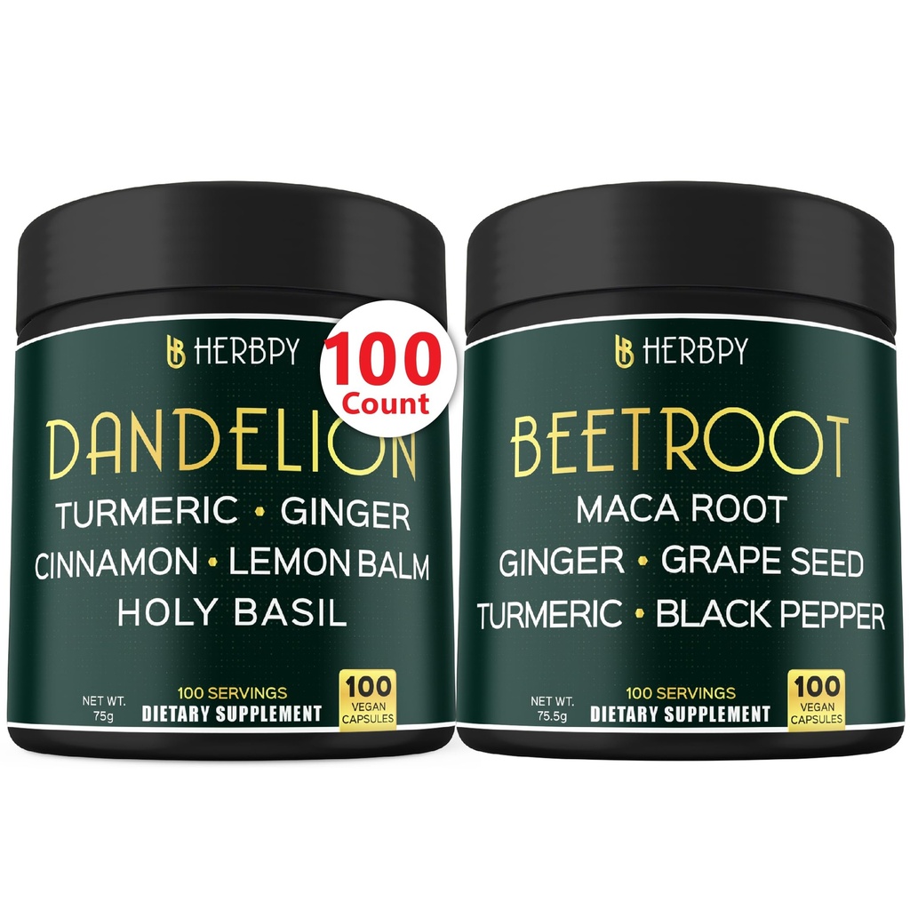 Bundle 6in1 Dandelion Supplemento & 6in1 Beet Root Capsule - Supporto Digestivo, Immune e salute del cuore