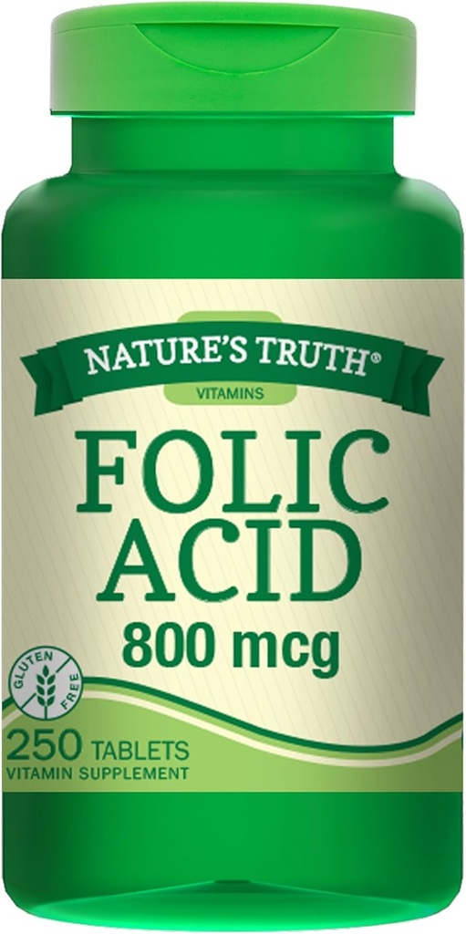 Verità della natura Acido Folico 800 Mcg 250 Tabs, 250 Conte (Pacchetto di 3)