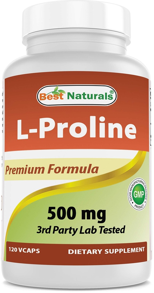I migliori naturali L-proline Aminoacido Integratore alimentare 500 Mg, 120 conte (817716014456)