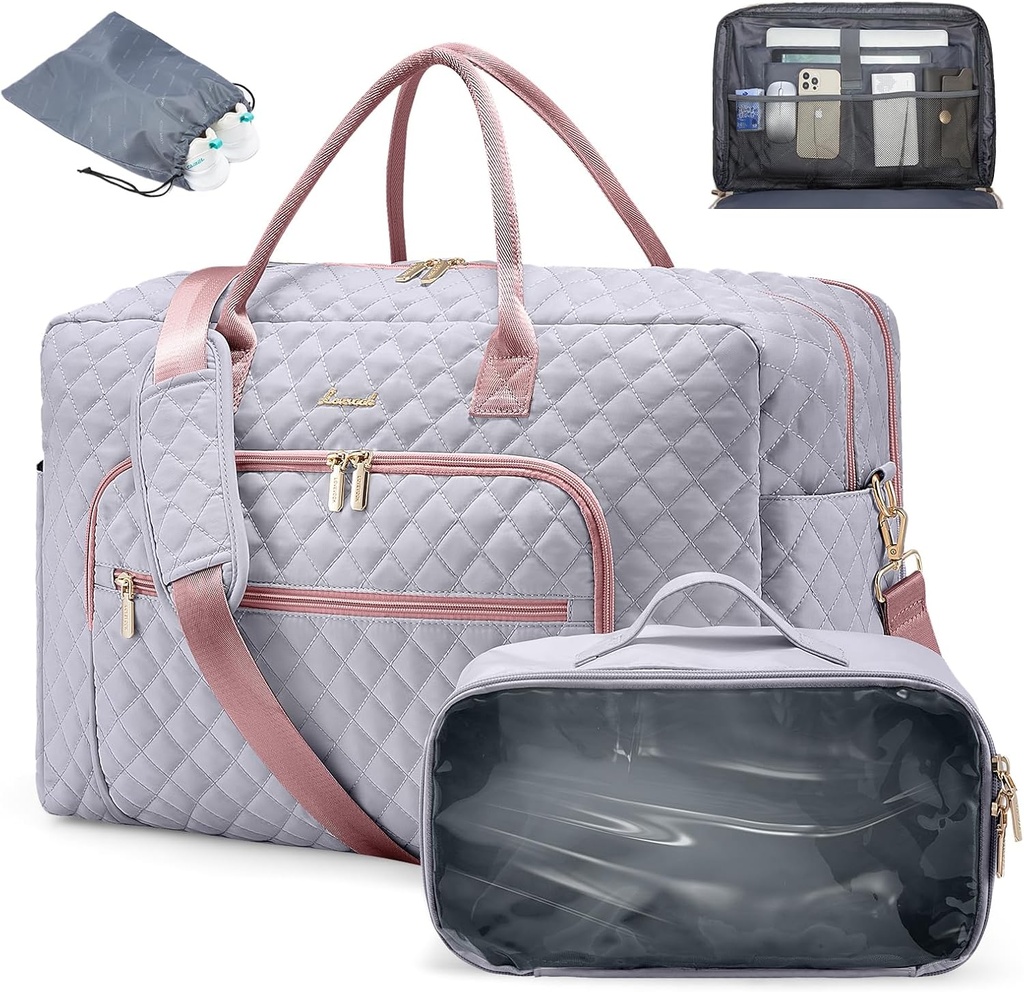 Borsa da viaggio LOVEVOOK - Weekender donna Carry per la notte laptop & Gym Bag con Toiletry/Shoe Pocket, Hospital Labor Bag