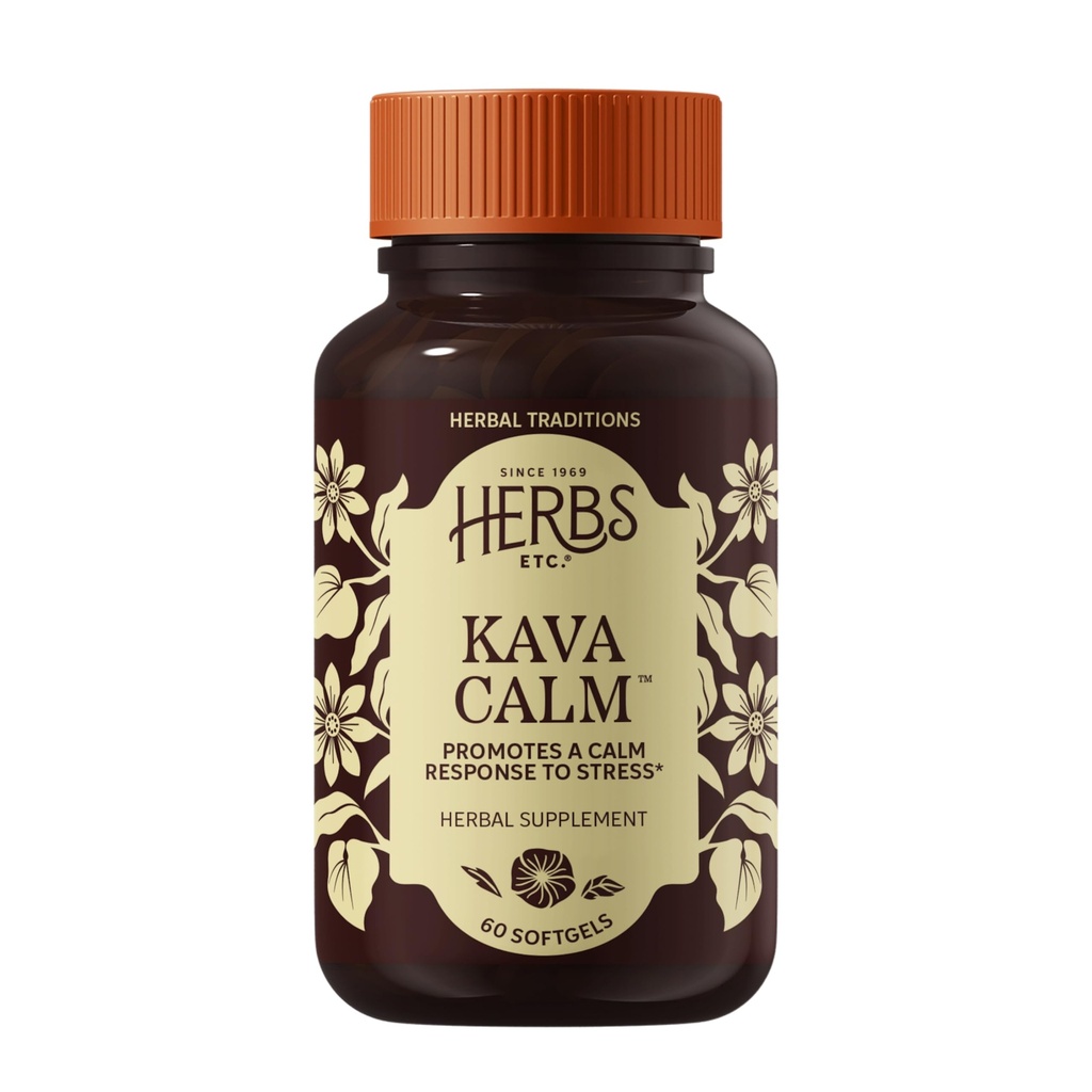 Herbs Etc. Kava Calm Complex - Integratore di erbe per sostenere il rilassamento naturale - Supporta il sonno riposante - Nerve Soothing Supplement - 60 Softgels (60 Serve)
