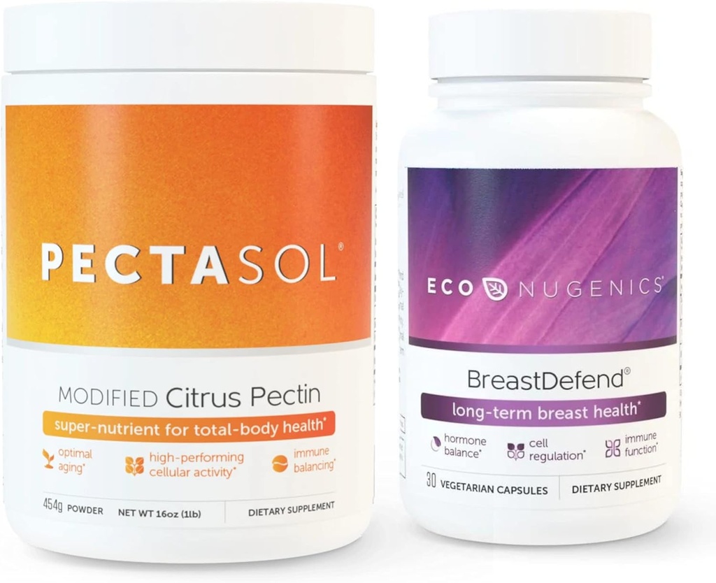 EcoNugenics promuove la salute del seno e il supporto cellulare - BreastDefend 30 capsule + PectaSol-C Citrus modificato Pectin 454 Grams Bundle