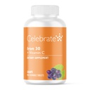 Celebrare Vitamine Ferro Supplemento con Vitamina C - Ferro 30mg, Vitamina C 60mg, Vitamine Bariatrica per pazienti WLS, Manica Verticale & Gastric Bypass Chirurgia – Uva, 90 Compresse Chewable