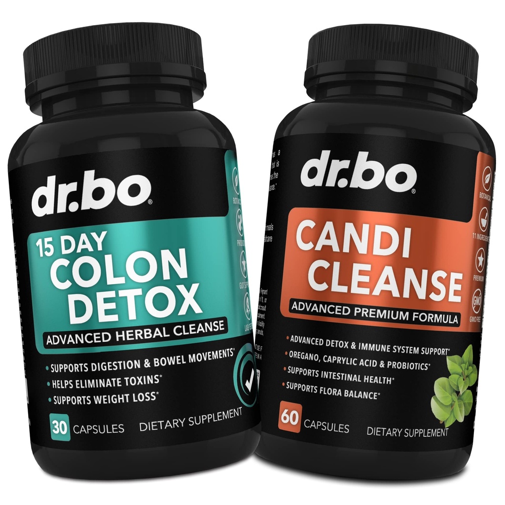 Colon Candi Cleanse Detox Support - Anti Overgrowth & 15 giorni Pulizie intestinali & Probiotici - Balance Control & Fast Acting Lassativo naturale per costipazione sollievo - Bowel Movimento Gut Salute