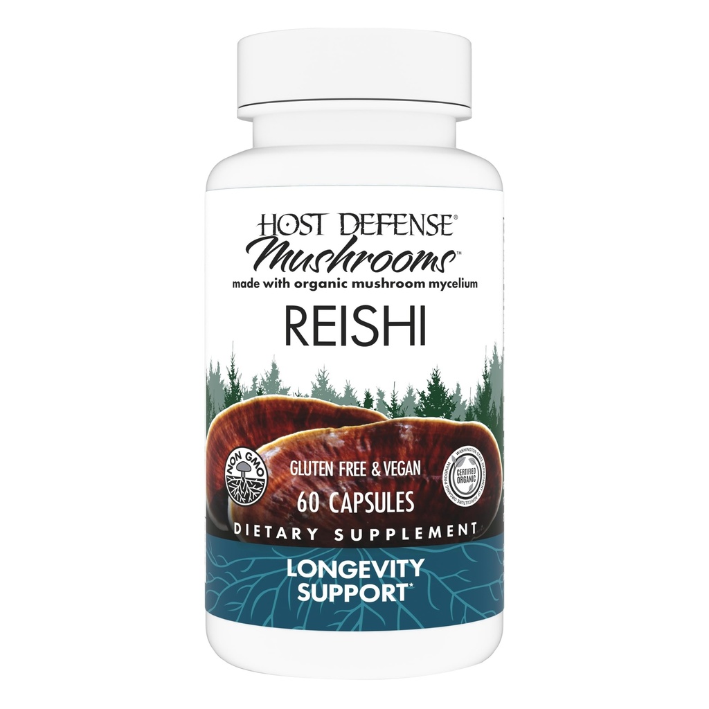 Host Defense Reishi Capsules - Integratore di Supporto per la Salute Del Cuore e Immune - Integratore di Funghi per Supporto Energia & Vitalità - Integratore Reishi per Soccorso Totale Benessere - 60 Capsule (30 Serve)*