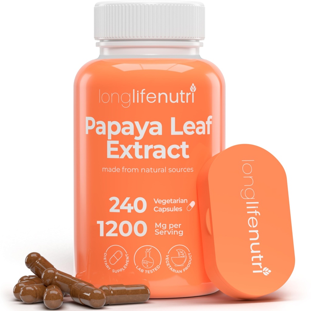 Supplemento 1,200mg/per Serving - 240 Capsule Vegetariani, Alimentazione 4-Month, da Carica Papaya per il Benessere Giornaliero, Certificato GMP, Made in USA