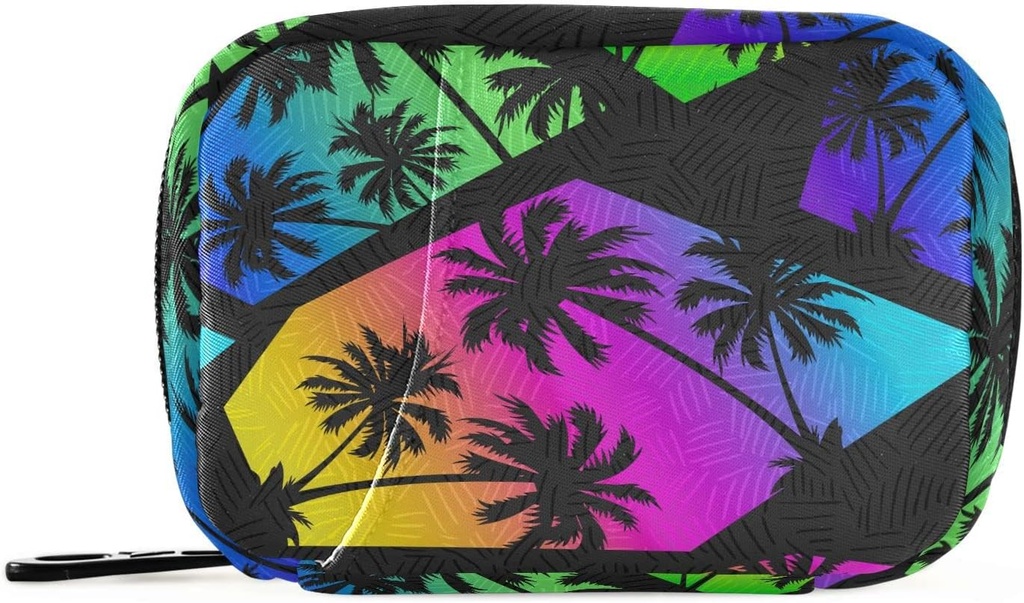 Scatola di vendita colorato Geometria Palm Trees 7 giorno Pill Case Travel Pill Organizer Bag con Zipper Portable Settimanale Vitamin Medicine Supplemento Pouch Bag