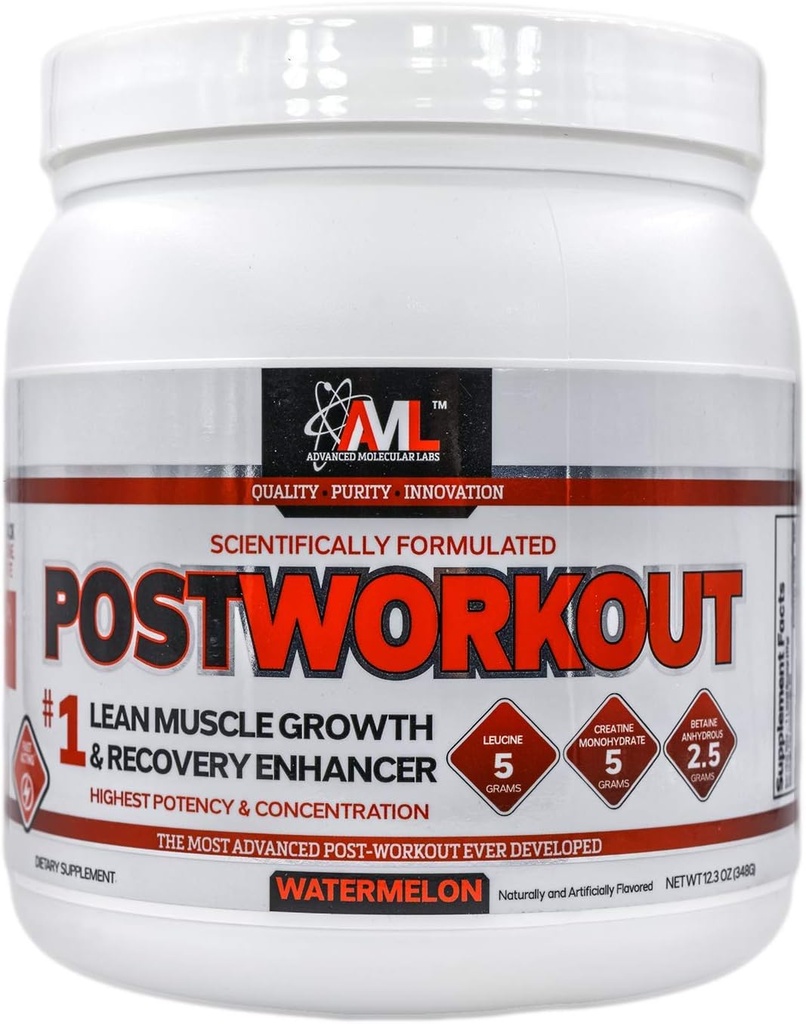 Labs molecolari avanzati - polvere di post-allenamento, crescita muscolare magra, potenziamento di recupero, costruzione del muscolo post allenamento bevanda di recupero per le donne e gli uomini, anguria, 12.3 oz