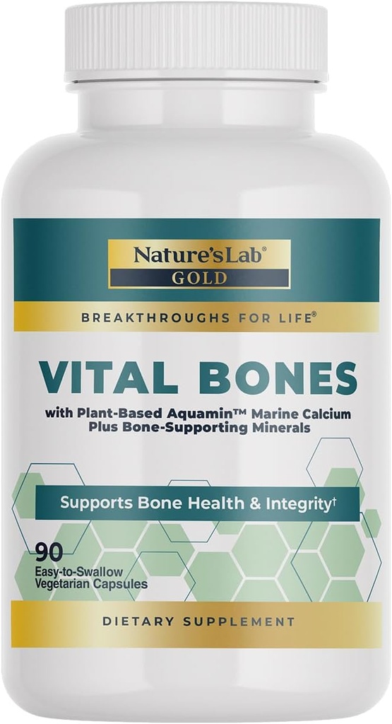 Le ossa vitali d'oro del laboratorio della natura con il calcio piantato AquaminTM - 90 capsule vegetariane