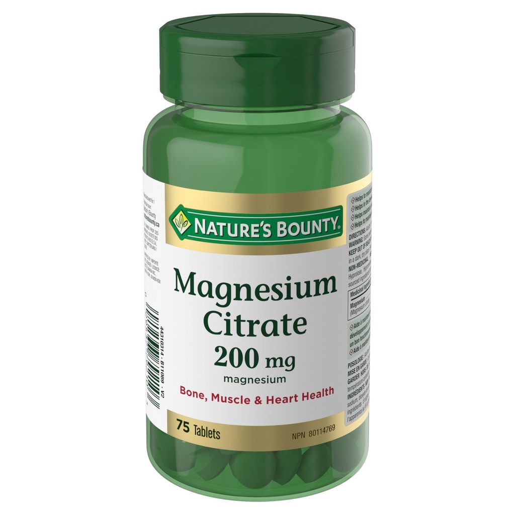 Citrato di Magnesio di Bounty Natura 200 mg, 75 compresse