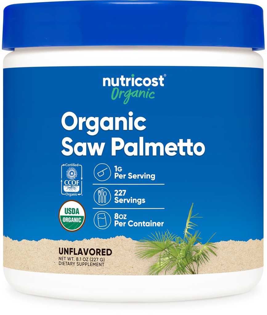 Polvere di Palmetto di sega biologica di Nutricost 8oz - Sega biologica certificata USDA Palmetto, senza glutine