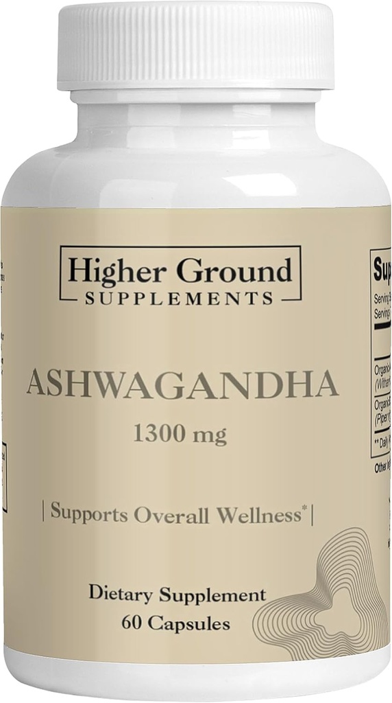 Ashwagandha con pepe nero | Integratore di erbe per il sollievo di stress, Rialzi di umore, Sistema immunitario, Funzione cognitiva, Regolamento ormone | Livelli di colesterolo | Non-GMO | Gluten-Free | 60 capsule
