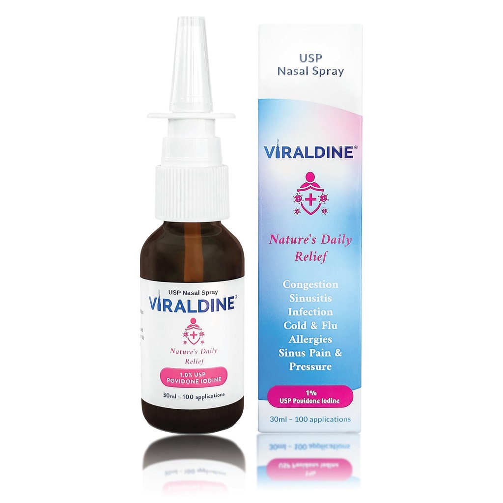 1% Povidone-Iodine spray nasale, Rapid Relief Formula, aiuta la congestione quotidiana, 100 applicazioni, 30ml