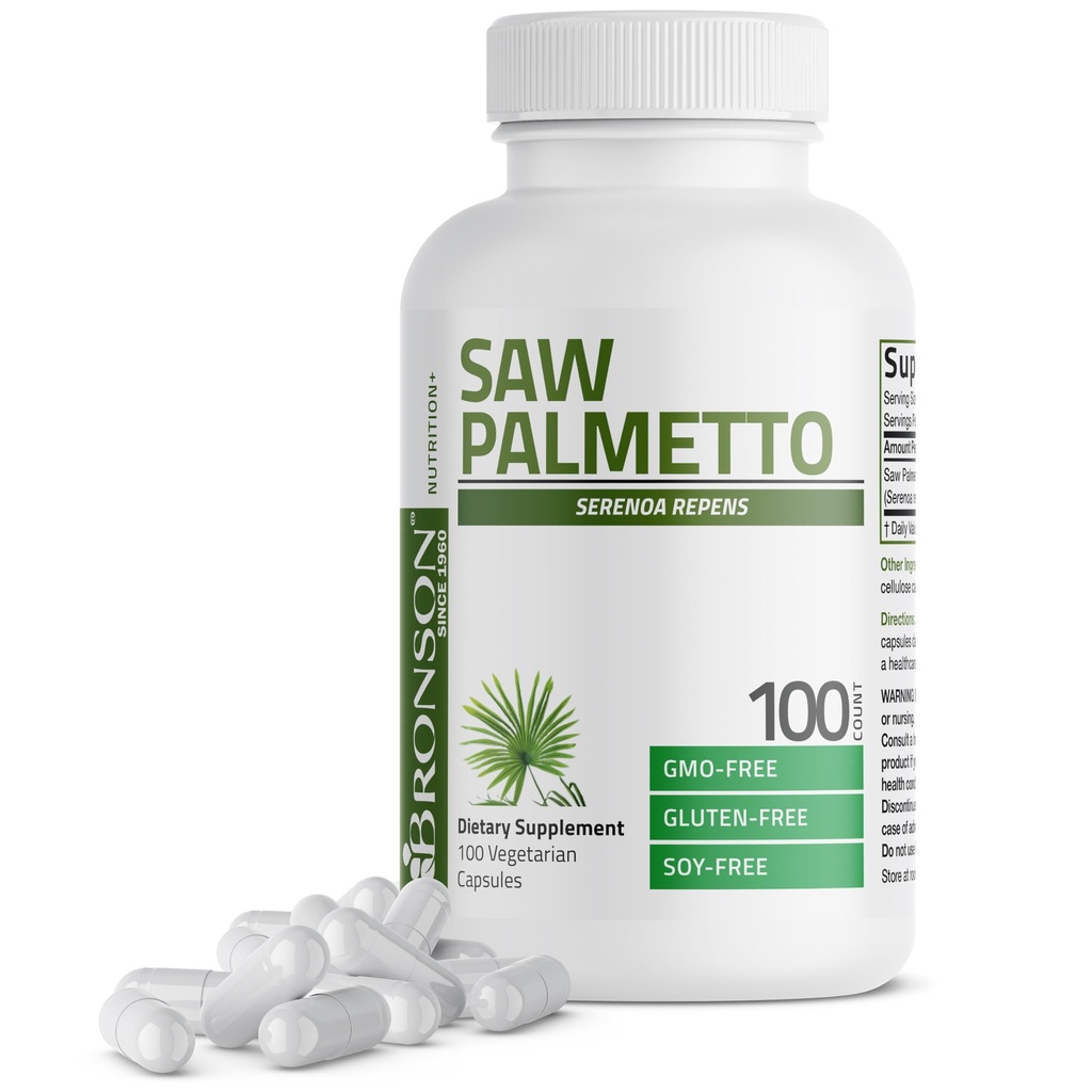Bronson Saw Palmetto Extra Forza Supporta la funzione sana della prostata e il supporto sanitario urinario - Non OGM, 100 capsule vegetariane