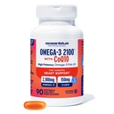 Oceanblue Omega 3 2100 con CoQ10 | Triple Strength Fish Oil Combo Supplemento | 1350MG EPA 650MG DHA 150MG DPA con 150MG CoQ10 | Orange Flavor | Heart Support | 90 Softgels