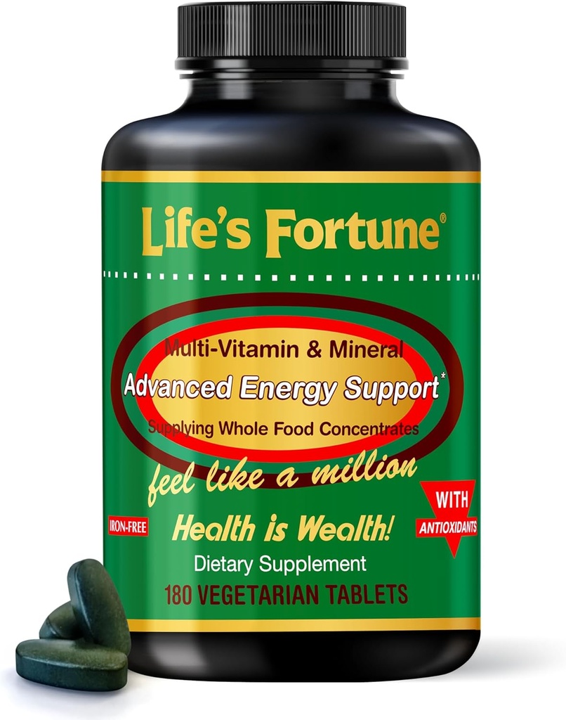 Life's Fortune Multivitamin & Mineral Supplement, Daily Natural Energy Source for Men & Women, with Superfood Greens, Aminoacidi, Enzymes, High Potency Vitamin A,C,D,E,B12, 180 Tab