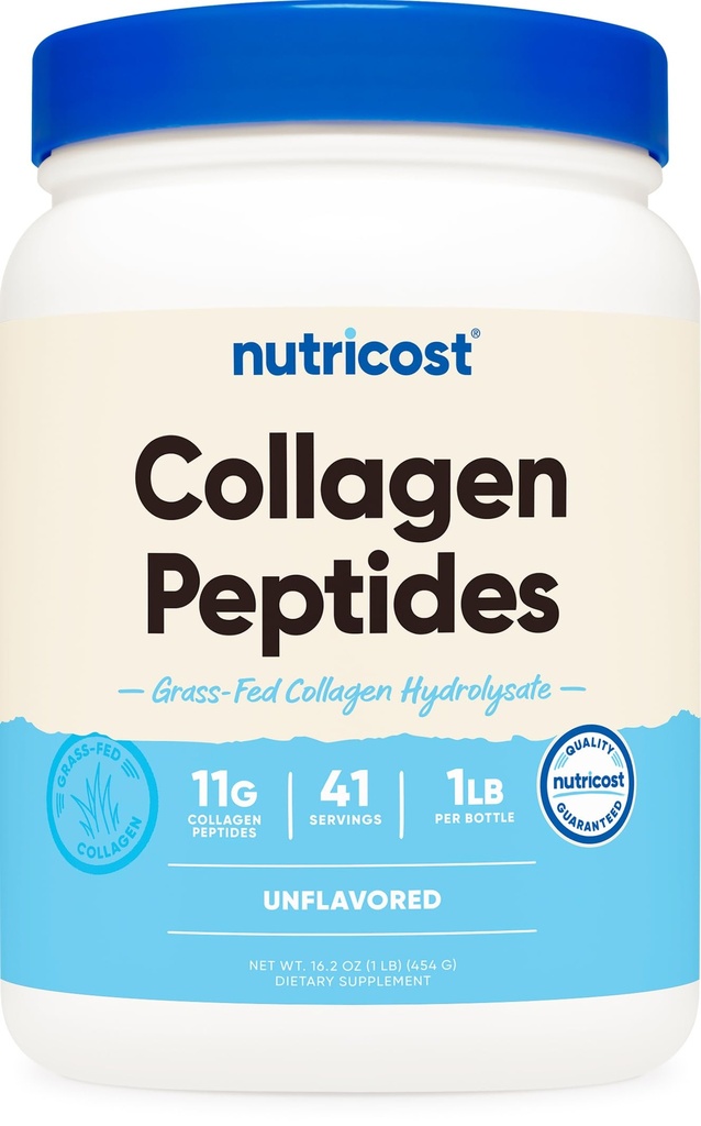 Nutricost Collagen Peptides Polvere 1LB (454 G) - Grass Fed Bovine Collagen Hydrolysate (Unflavored)