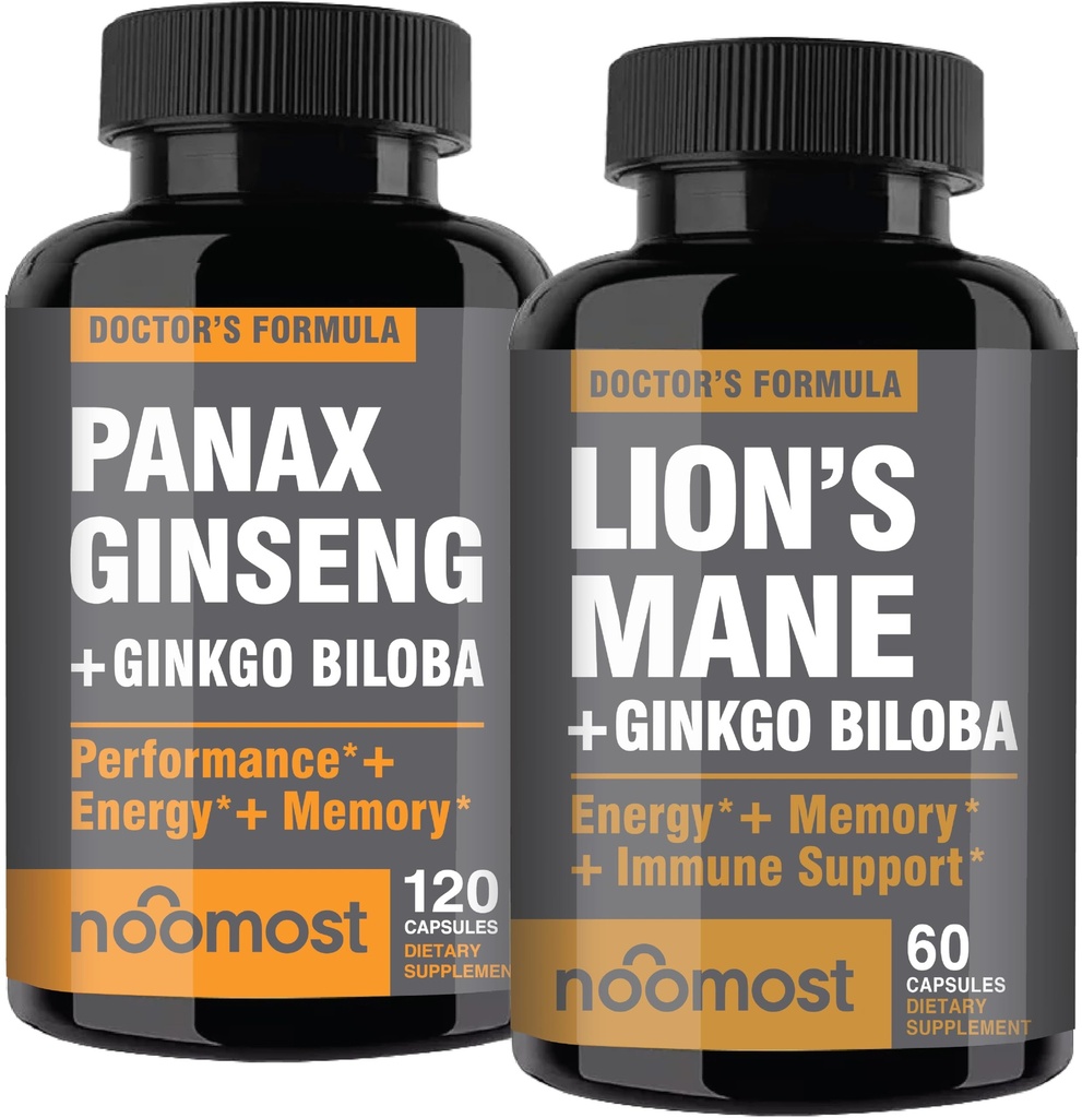 Panax rosso coreano con i Lions Mane Supplements con Ginkgo biloba per benessere e stile di vita.