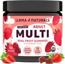 Llama Naturals Multivitamin per le donne e gli uomini, Vegan, Gummies organici con vitamina D, C & K, Adulti Vere Frutta Gummy Vitamine, Chewable Multivitamin Supplement, Non Aggiunto Zucchero Canna, Fragola, 120 Ct