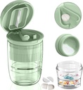 Pillola Spaccatrice con Dispenser, Pillola per Pillole Piccole o Grandi Pillole, Pillole Crush, Vitamine, Compresse, Lama in acciaio inossidabile, Coppa di Bevande rimovibile (Green-1)