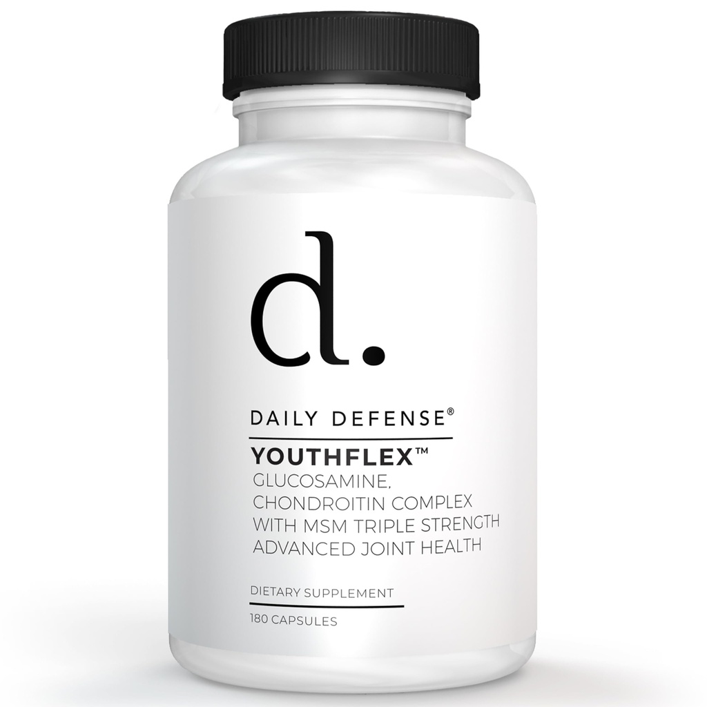 Glucosamina con Chondroitin & MSM Joint Supplement - Supporto Congiunto Integratore per Mobilità e Flessibilità Uomo & Donna - 180 Capsule, Youthflex Glucosamine Complex, Made in the USA