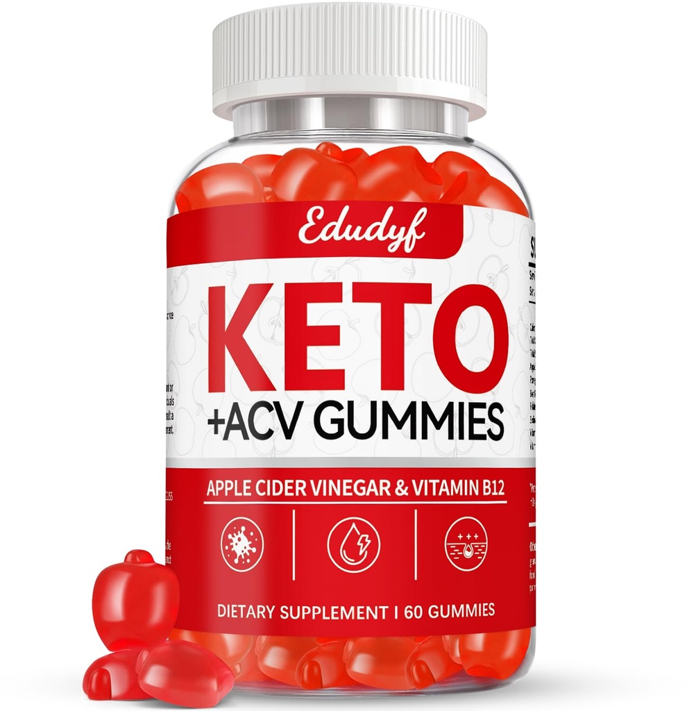 Keto ACV Gummies - 60 Count Gluten-Free, Gelatin-Free Apple Cider Vinegar Gummies con B12 per il supporto Keto, Vegetariano, Sapore Unico, Conveniente imbottigliato supplemento per gli uomini e le donne