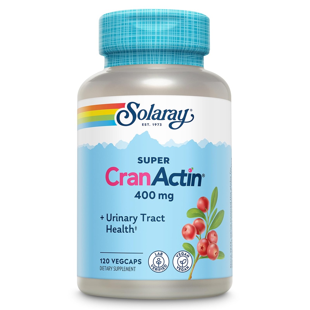 SOLARAY Super CranActin estratto di mirtillo 400mg Supporto sano del tratto urinario con vitamine aggiuntive