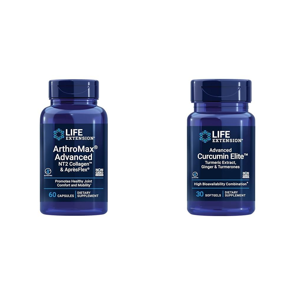 Integratore di salute congiunto avanzato ArthroMax con collagene, Glucosamine & Curcumin Elite, 60 capsule & 30 Softgels