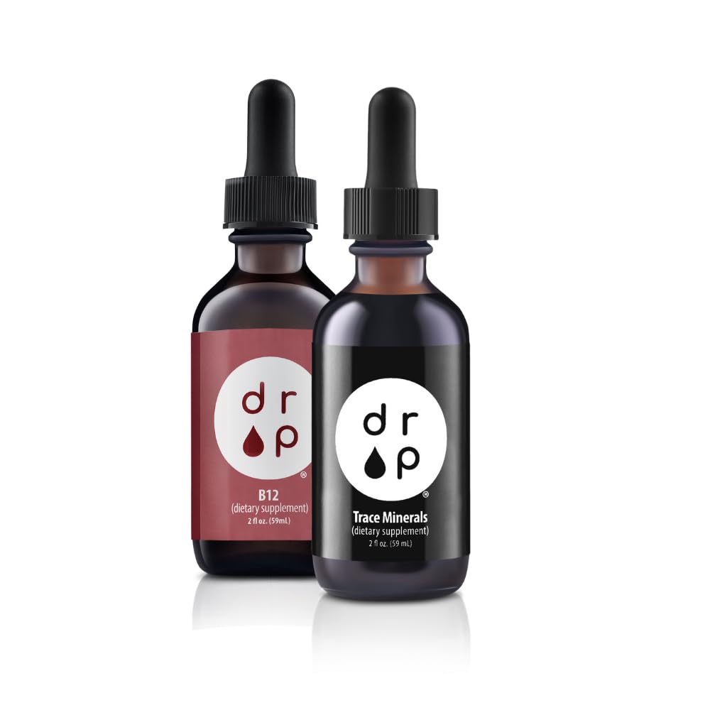 Goccia Integratori di Trace Organici Minerali Gocce di elettrolita e Vitamina B12 2500 mcg 2 oz Gocce liquide Bundle