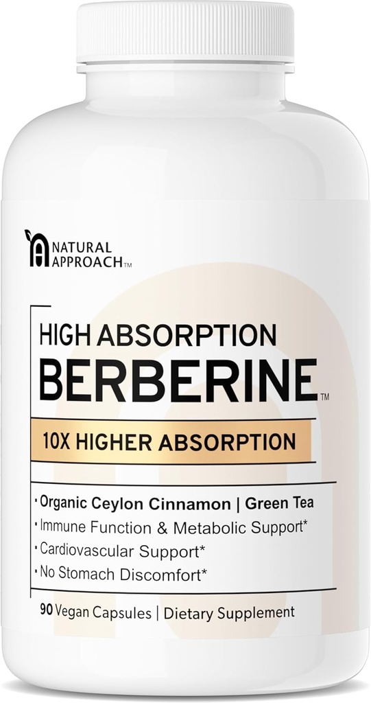High Absorption Berberine Phytosome - 10X Più Biodisponibile | Supporto metabolico per donne e uomini | Ceylon Cinnamon + Estratto di tè verde | Berberis Aristata Supplement | 90 capsule