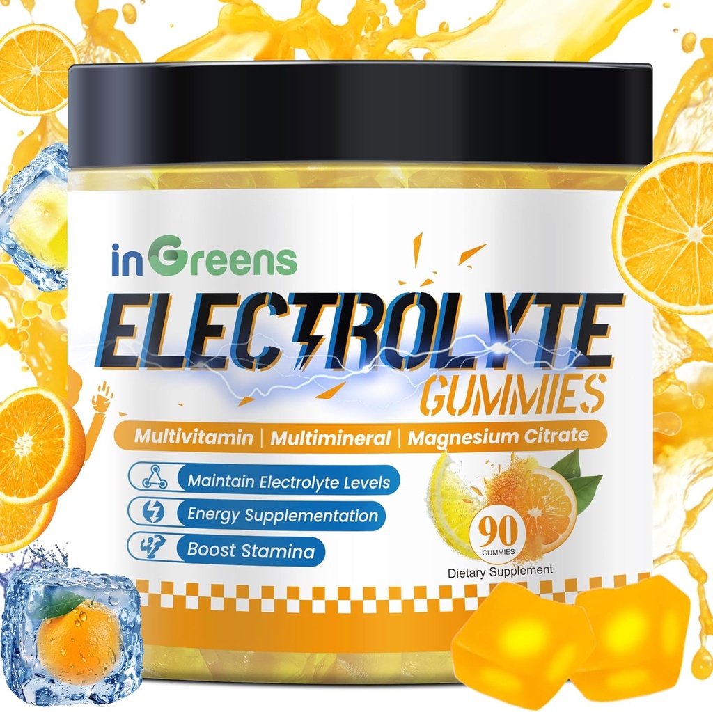 Gummie elettrolitiche naturali con 6 elettroliti essenziali - Include vitamine, magnesio, elettroliti, per Runners, Endurance Sports, Hydration Electrolyte Chews - 90 Gummies