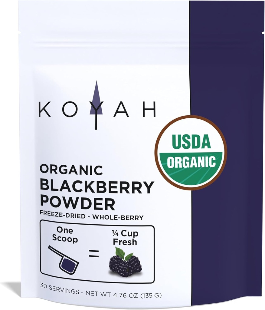 KOYAH - Polvere di BlackBerry organica: 30 Serve (1 Scoop = 1/4 tazza fresca): congelato, polvere di pelo intero, crudo