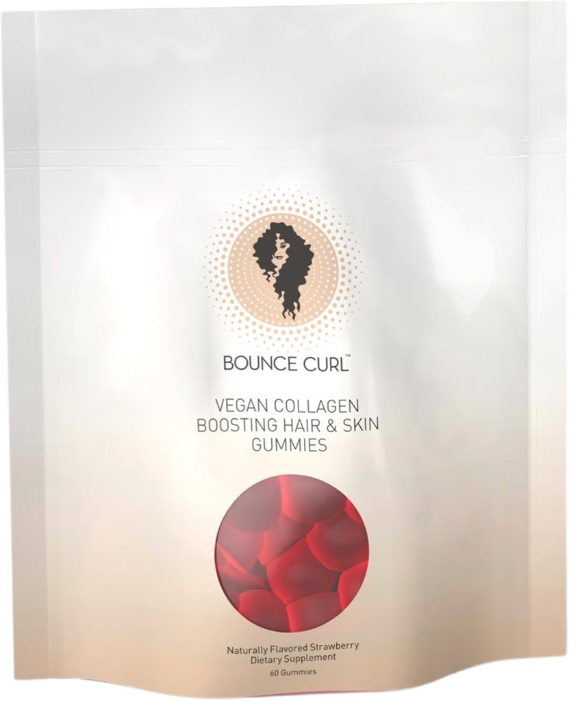 Bounce Curl Vegan Collagen Boosting Capelli, Pelle & Nails Gummies, 60 Gummies di fragola