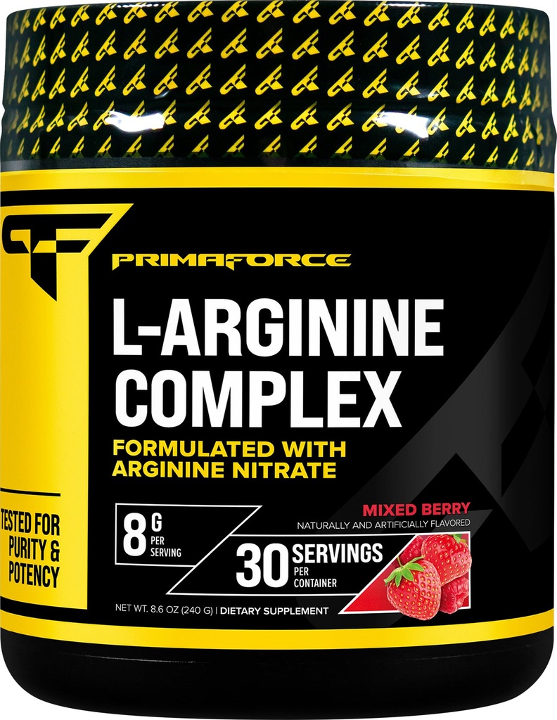 Primaforce L-Arginina Complex Powder (30 Serve Per Bottiglia | Bacca Mista) Potente integratore per la costruzione di proteine per guadagni massimi