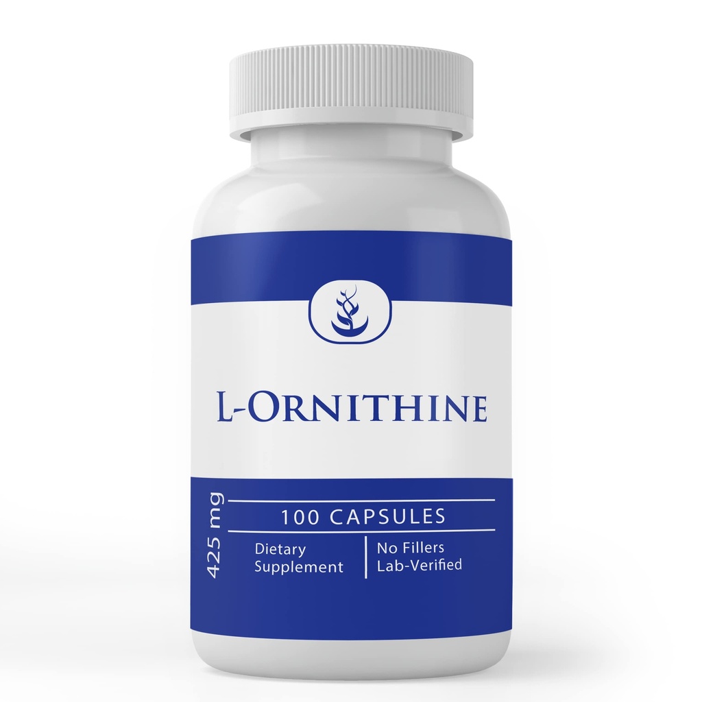 Ingredienti originali puri L-Ornitina, (100 capsule) Sempre Pure, Senza Additivi o Filler, Lab verificato